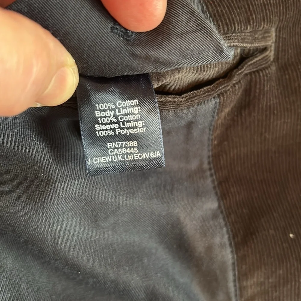 J. Crew Charcoal Gray Cotton Corduroy Blazer Two Button Lined Men’s Size Large